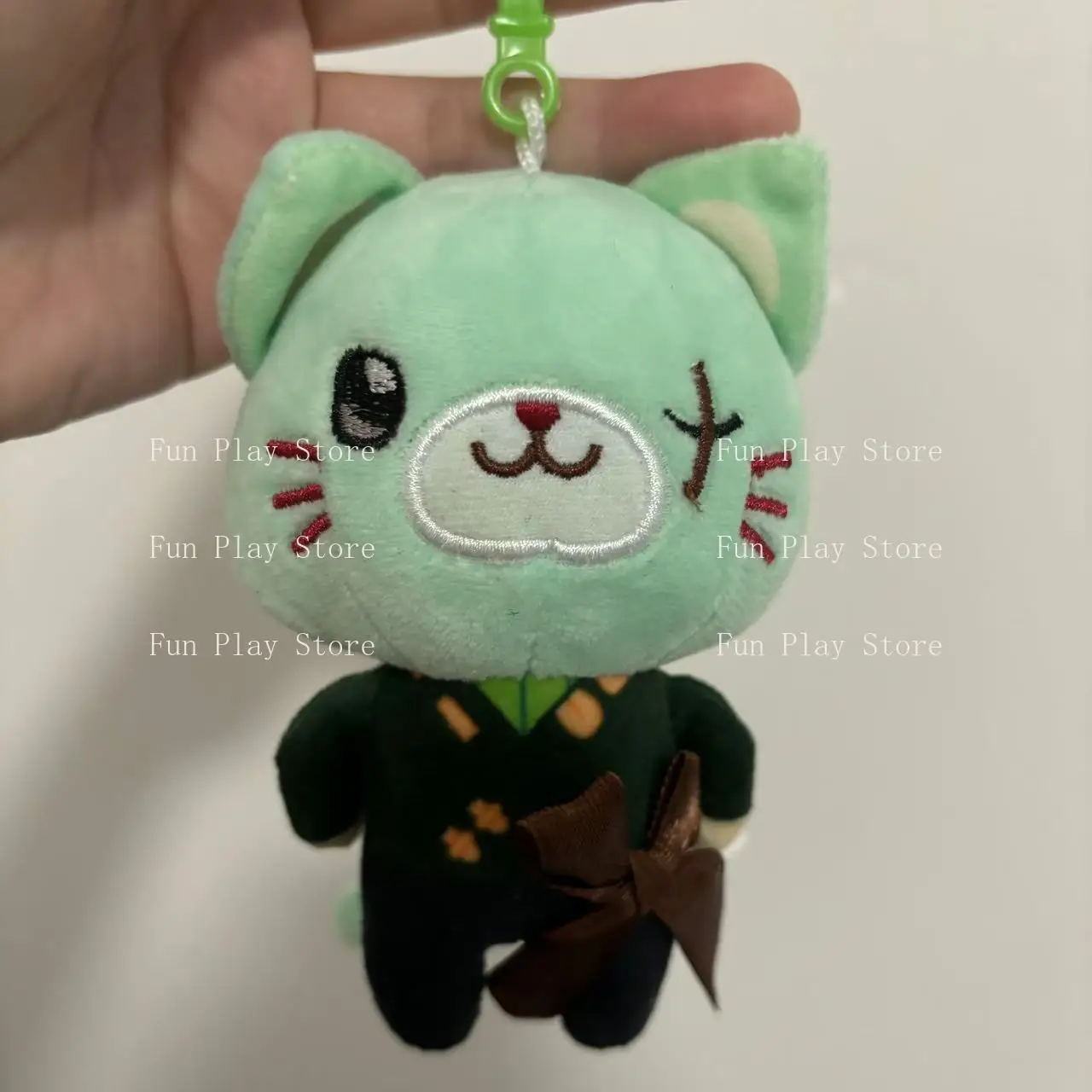 Anime One Piece Monkey D. Luffy Roronoa Zoro Sanji Ultraman Ace Sabo Plush Cat Keychain Pendant Cute Christmas Birthday Gift