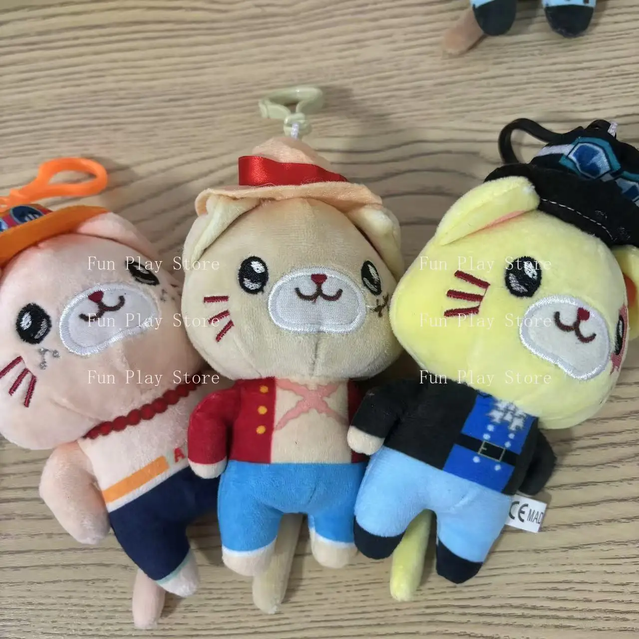 Anime One Piece Monkey D. Luffy Roronoa Zoro Sanji Ultraman Ace Sabo Plush Cat Keychain Pendant Cute Christmas Birthday Gift