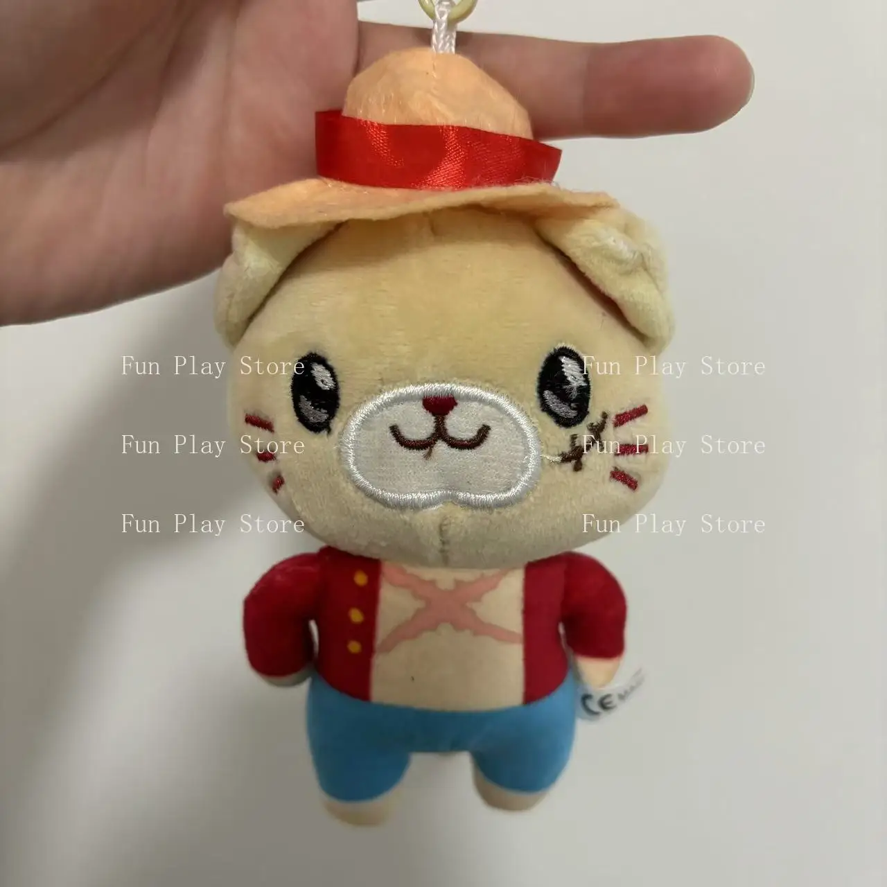 Anime One Piece Monkey D. Luffy Roronoa Zoro Sanji Ultraman Ace Sabo Plush Cat Keychain Pendant Cute Christmas Birthday Gift