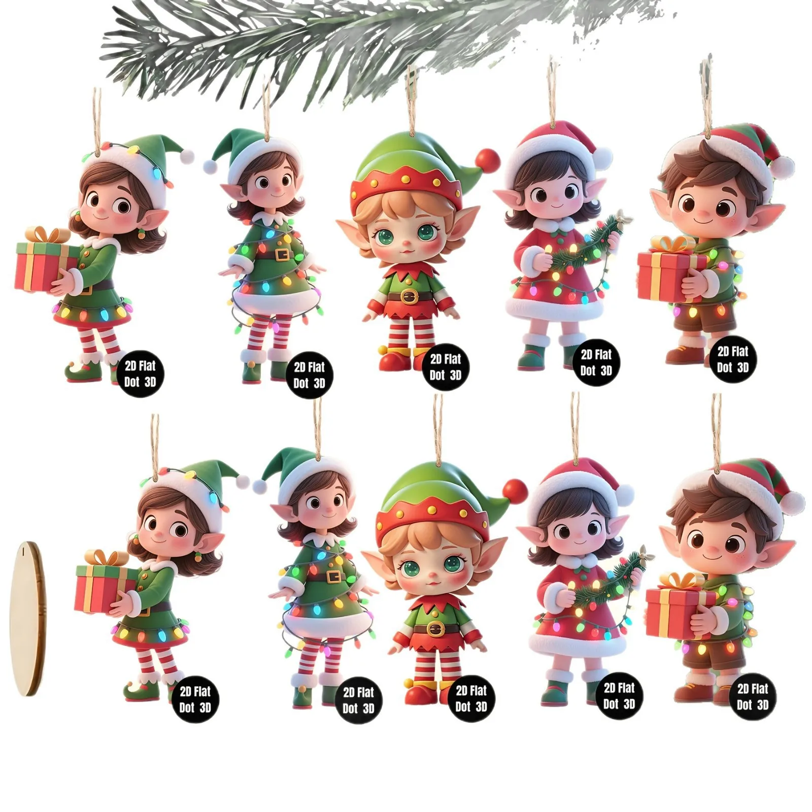 10pcs/set Christmas Wooden Pendant Take The Gift Xmas Tree Hanging Ornament Perfect for Xmas Party Decor Home New Year Gifts