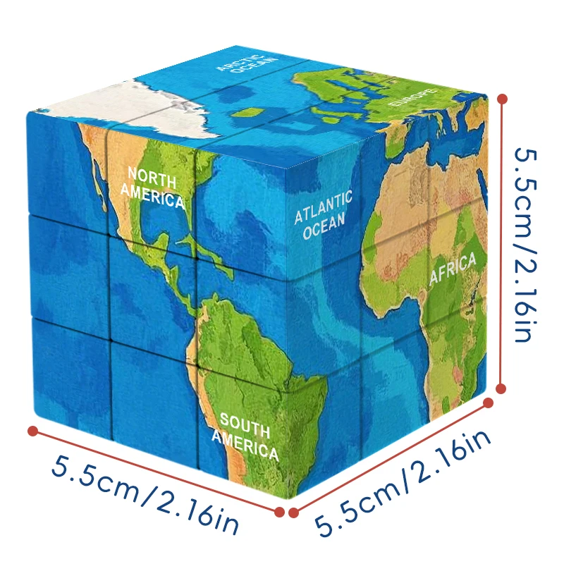 Maps 3x3 Speed Cube, UV Printing Element Cube Magic Cube Educational Puzzles Toys Christmas Thanksgiving Halloween Gifts