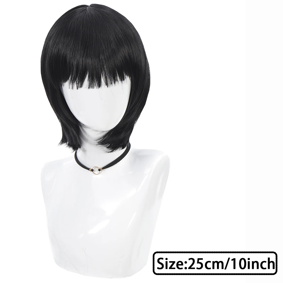 Short Straight Bob Black For Women synthetic wig with fringe Ladies High temperature silk wig For Christmas Carnival Daily wear