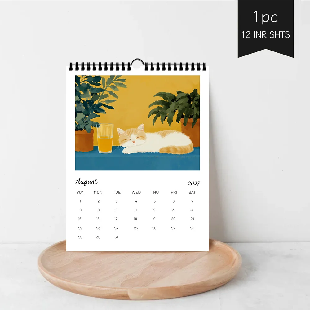 1pc 2027 Wall Calendar, Four-Season Cat Theme, 12-Month Monthly Planner, Perfect Gift for Birthdays, Christmas, New Year