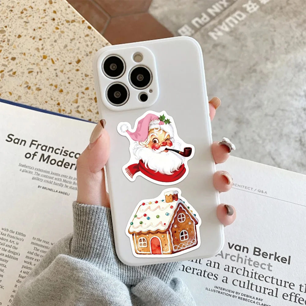 50PCS Pink Christmas 2 Series Sticker Set DIY Phone Case Laptop Guitar Computer Decoration Waterproof Stickers