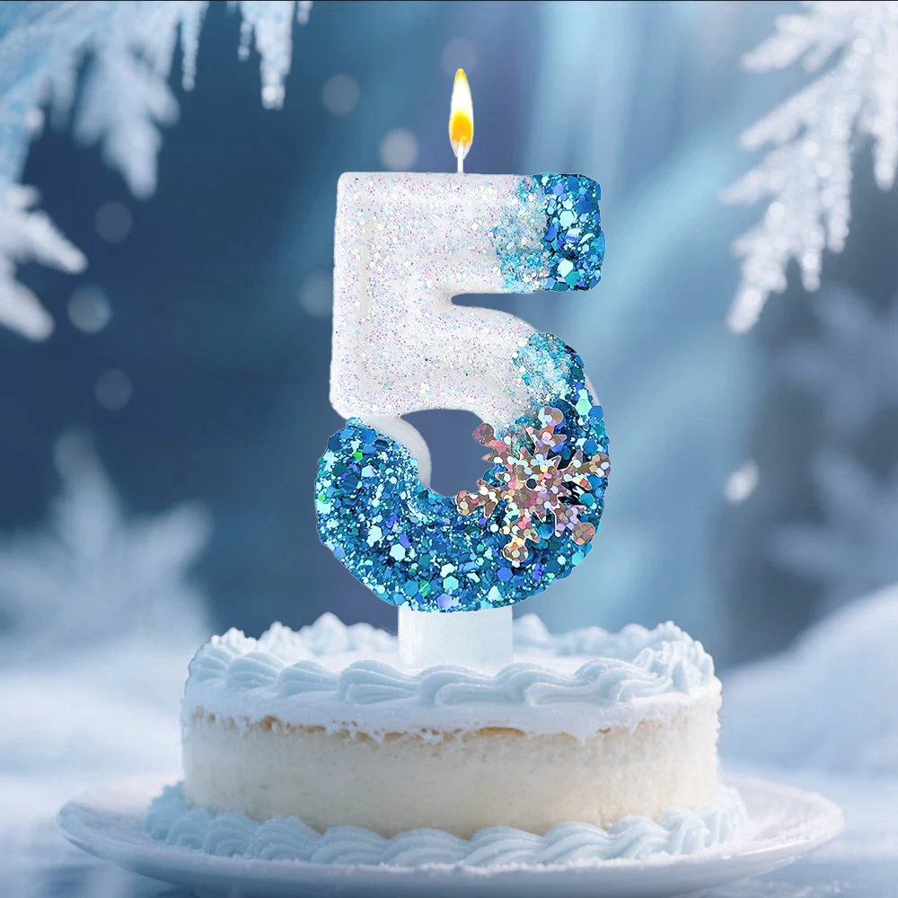 Snow Number Candles, Birthday Candles, Cake Decoration, Votive Candles for Birthdays,, New Year / Christmas /Party Decoration