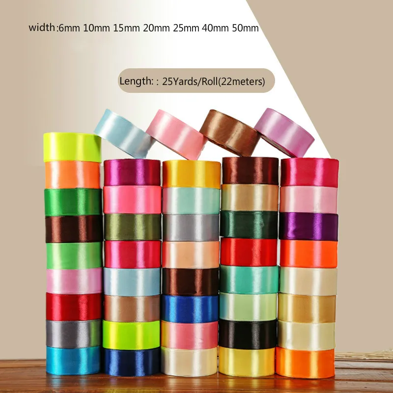 22meters Silk Satin Ribbon Party Home Wedding Decoration Gift Wrapping Christmas DIY Material 6mm 10mm 15mm 20mm 25mm 40mm 50mm