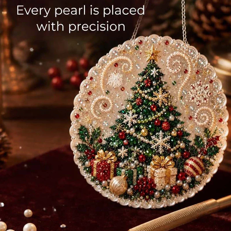 20X20CM Diamond Painting 3d Mixed-sized Pearl Beads Christmas Pearl Suncatcher Kit For Diy Craft Metal Chain Festive Wall Decor