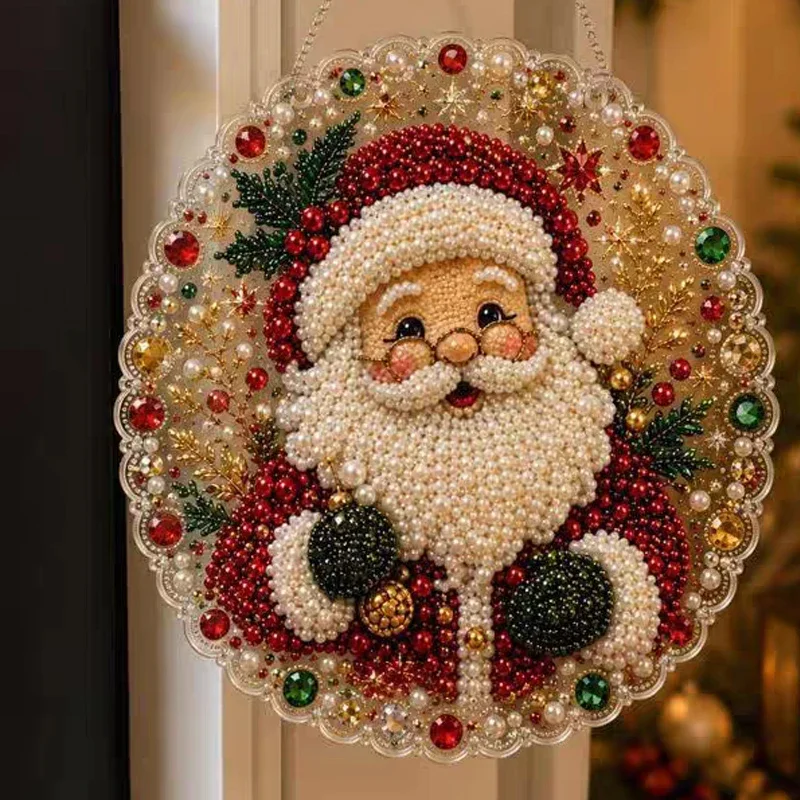 20X20CM Diamond Painting 3d Mixed-sized Pearl Beads Christmas Pearl Suncatcher Kit For Diy Craft Metal Chain Festive Wall Decor