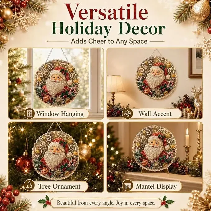20X20CM Diamond Painting 3d Mixed-sized Pearl Beads Christmas Pearl Suncatcher Kit For Diy Craft Metal Chain Festive Wall Decor
