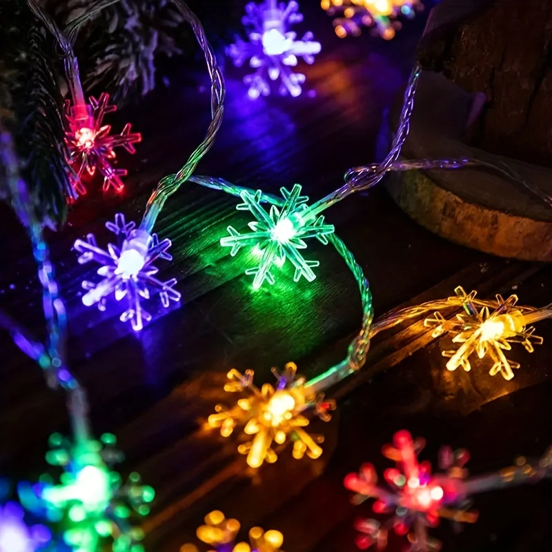 3m LED Snowflake Curtain Lights, Romantic Christmas Curtain String Lights, Fairy String Lights For Home Bedroom Indoor Decor