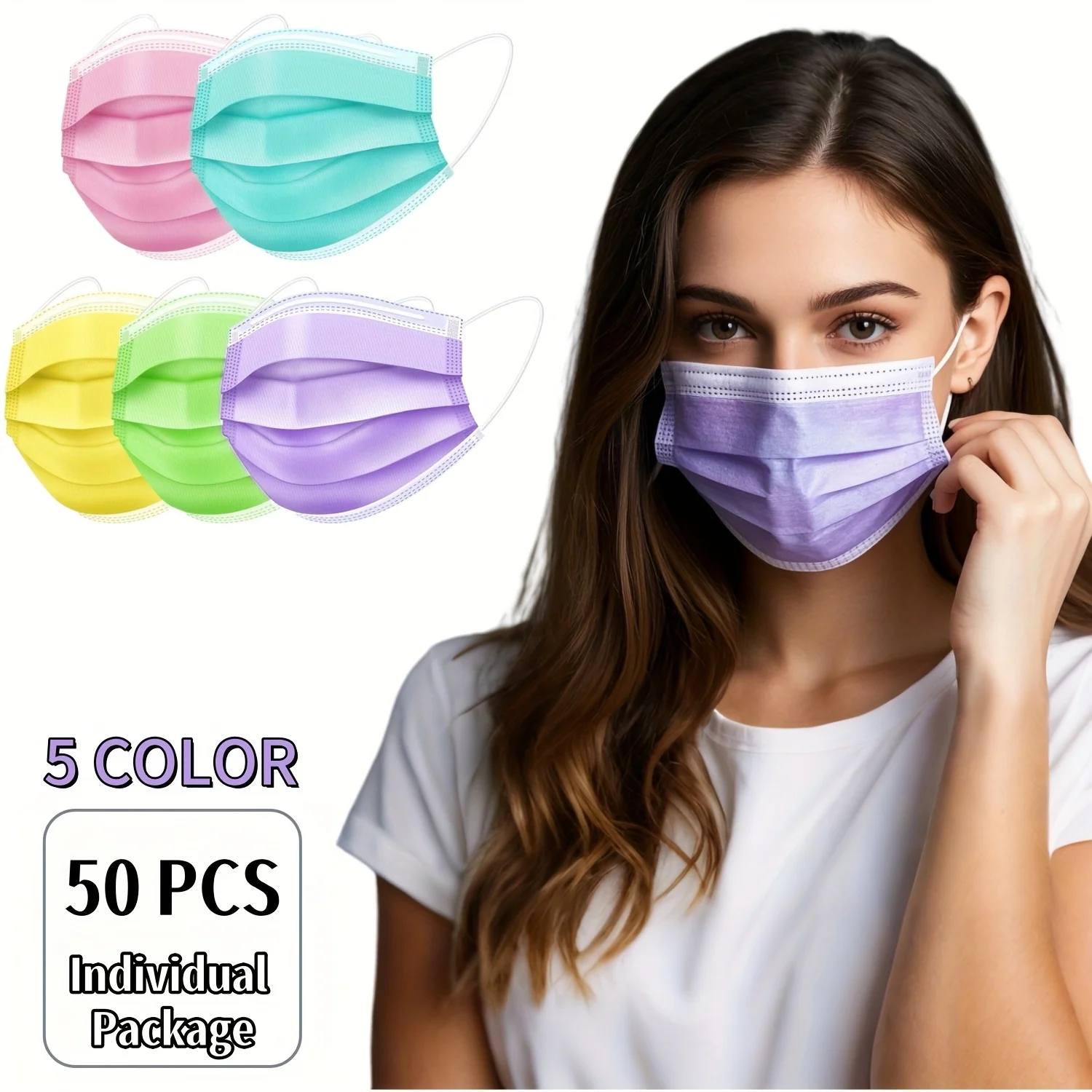 100/50Pcs Three-Layer Protective Filter Disposable Masks, Breathable and Comfortable, with Elastic Ear Loops and Nose Bridge Clip - Affordable Bulk Purchase for Home Use, Suitable for Travel, Outdoor Activities, Christmas, Halloween, Daily Wear, Office Use