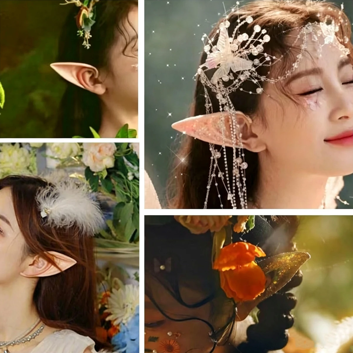 1/2/4Pairs Cosplay Fairy Pixie Elf Ears,Anime Party Dress Up Costume Masquerade Accessory, Halloween Christmas Party Photo Props