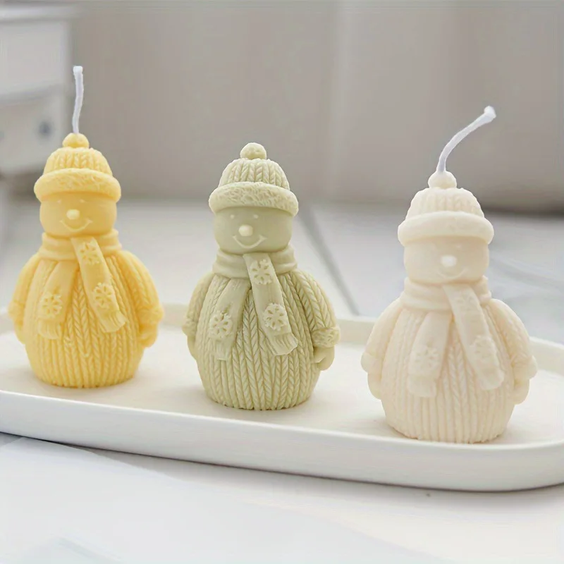 2pcs Holiday Gift Making Silicone Mold Snowman And Christmas Tree Diy Christmas Crafts Candles, Soap, Gypsum Crafts