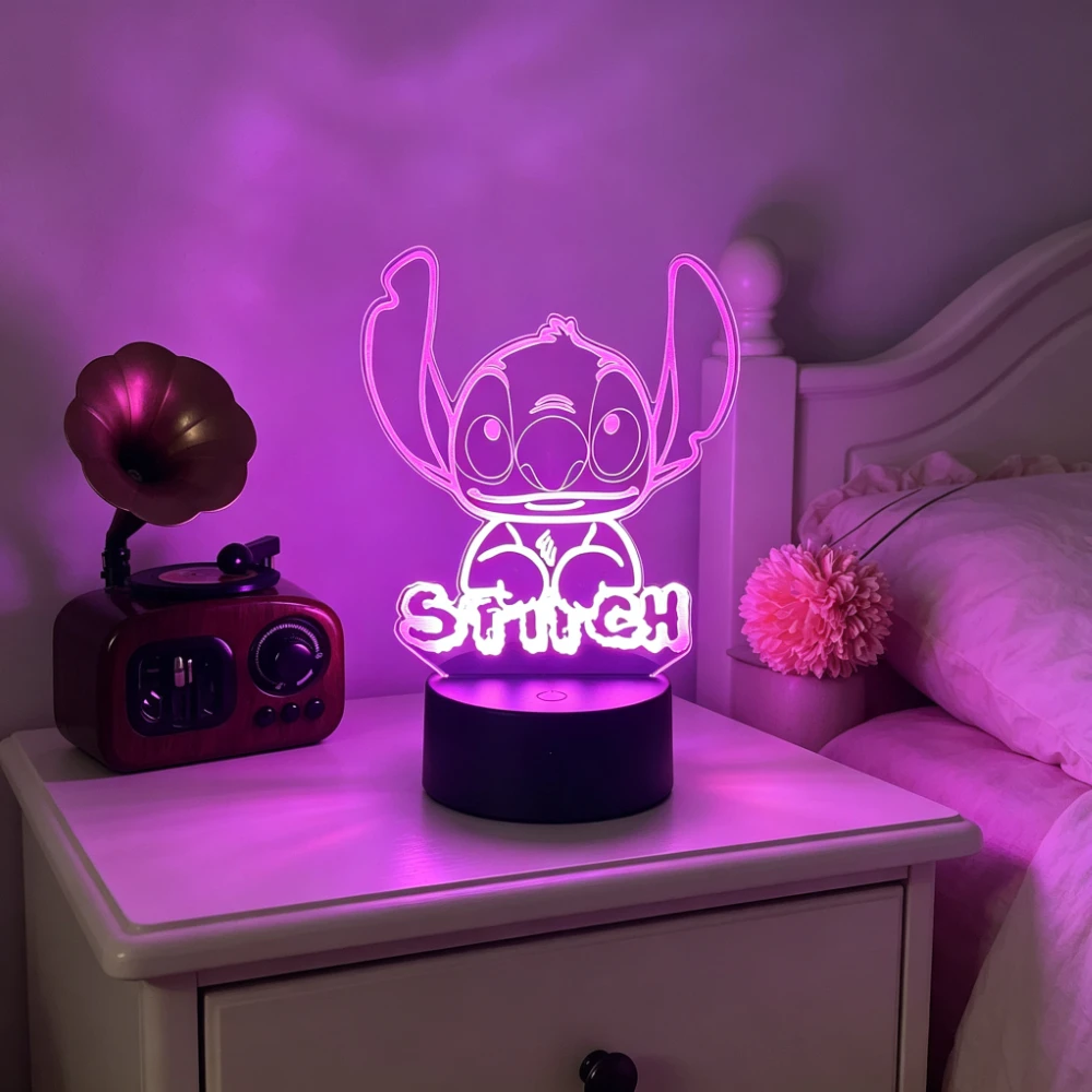3D Illusion Stitch 7/16 Color LED Night Light Smart Touch Room Decor Bedside Night Light Birthday Valentine's Day Christmas Gift