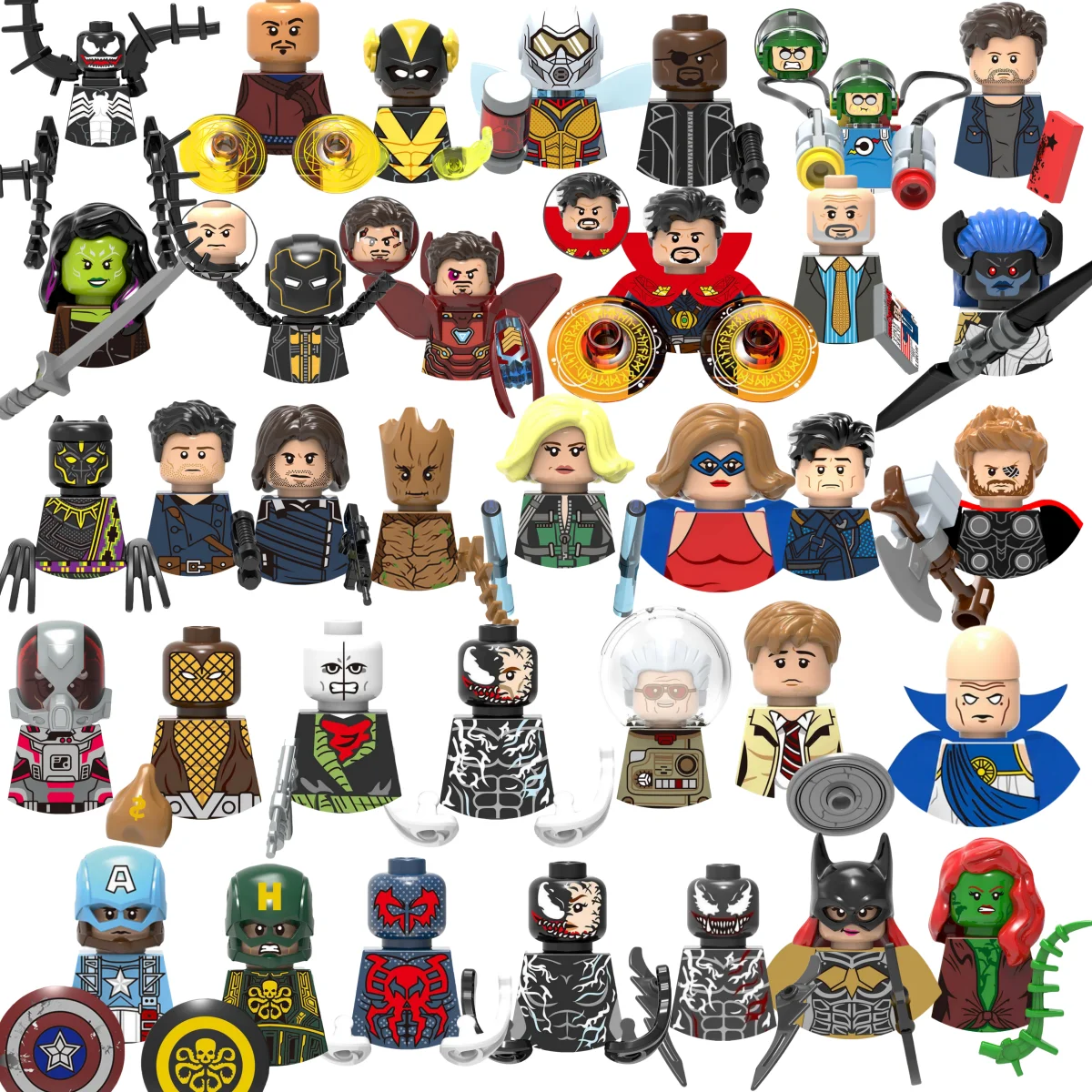Blind Box Mini Building Blocks X0218 Figures Big Goblin Spiderman Iron Man Venom Captain Hawk Deadpool Armor Christmas Gift Toy