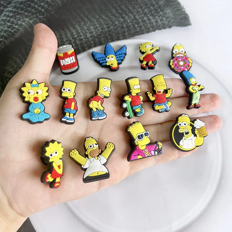 9-25Pcs Hot Toys Simpson Shoe Charms Cartoon Slides Clog Sandals Shoes Decorations Accessories For Christmas Birthday Gifts
