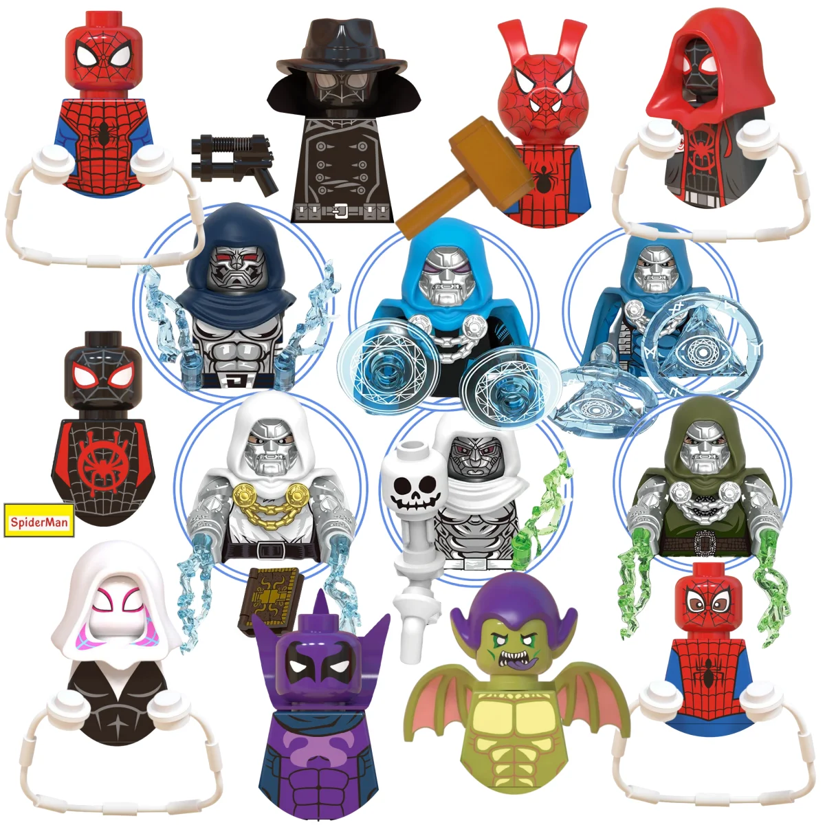 Blind Box Mini Building Blocks WM6052 Figures Big Goblin Spiderman Iron Man Venom Captain Hawk Deadpool Armor Christmas Gift Toy