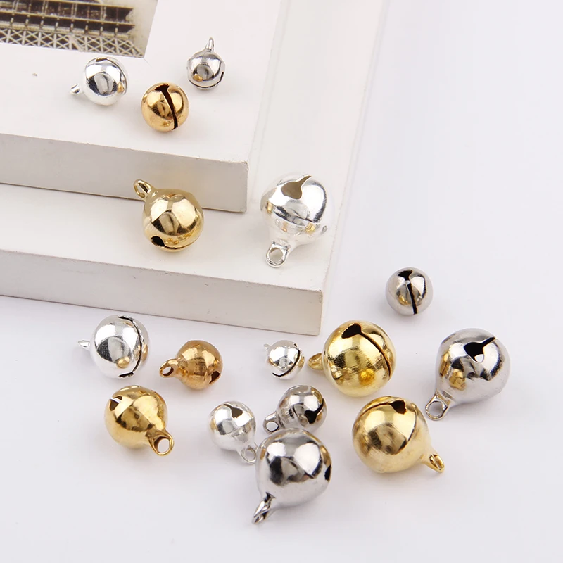 3 Colors 6/8/10/12mm Copper Ordinary Plated Jingle Bells Pendants Christmas Handmade Party DIY Crafts Accessories