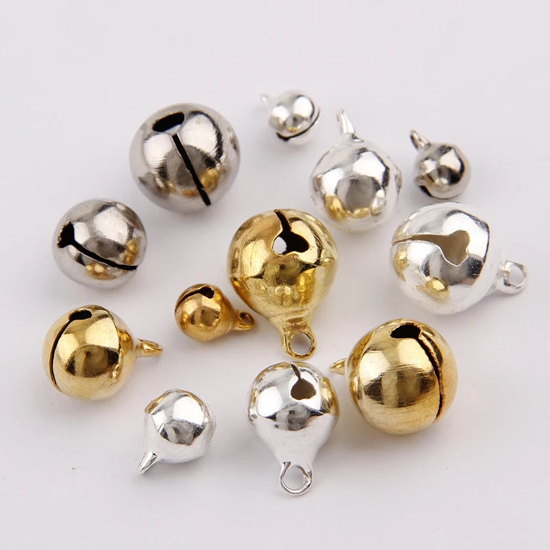 3 Colors 6/8/10/12mm Copper Ordinary Plated Jingle Bells Pendants Christmas Handmade Party DIY Crafts Accessories