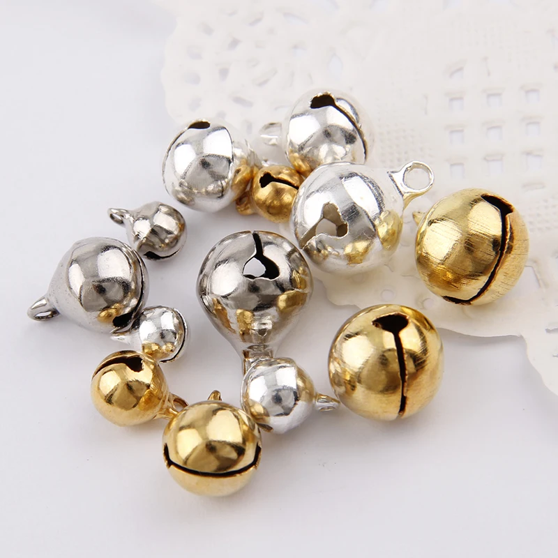 3 Colors 6/8/10/12mm Copper Ordinary Plated Jingle Bells Pendants Christmas Handmade Party DIY Crafts Accessories