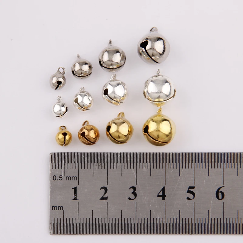 3 Colors 6/8/10/12mm Copper Ordinary Plated Jingle Bells Pendants Christmas Handmade Party DIY Crafts Accessories