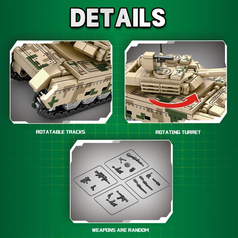 Tank Building Blocks Armored Vehicle Military Series Construction Bricks Tank Model Boys Christmas Gift Kids Toy
