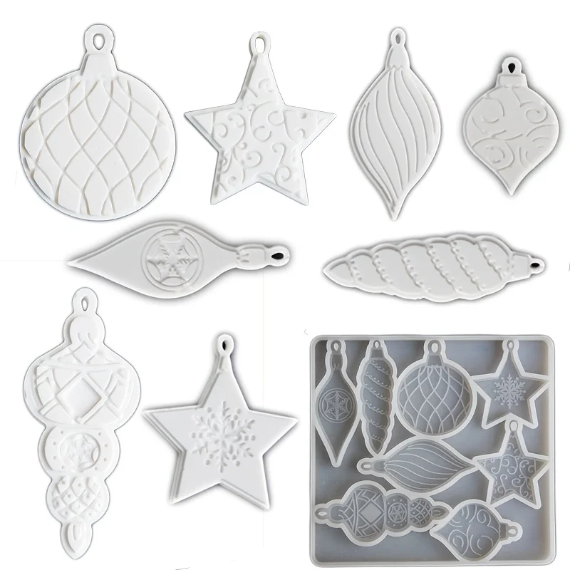 1 DIY Christmas Star and Snowflake Silicone Mold for Painted Hanging Ornaments - Conch and Starfish Plaster Diffuser Stone
