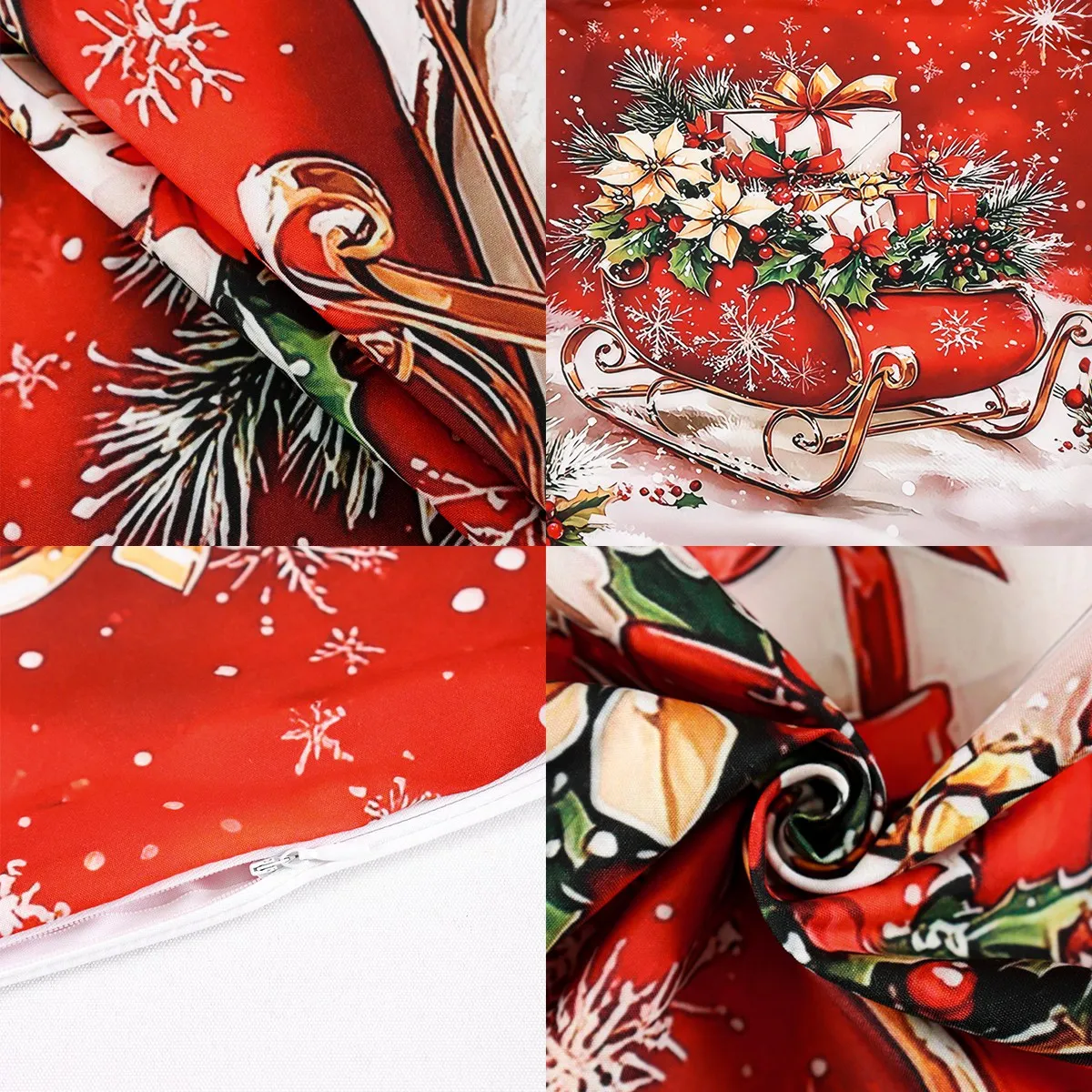 4pcs Merry Christmas Pillow Covers Santa Snowman Cushion Covers Christmas Decor for Home Sofa Bedroom New Year Party Supplies