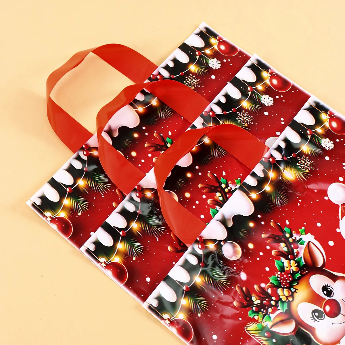 6pcs Merry Christmas Gift Bags Santa Elk Tote Bags Navidad Natal Christmas Decor for Home 2026 New Year Gifts Packaging Bags