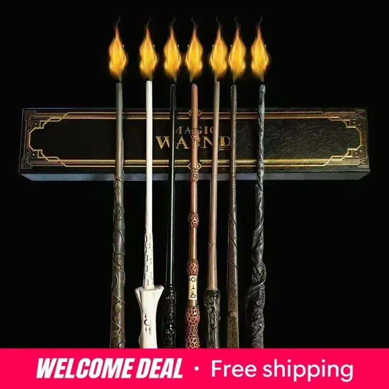 Wizard Magic Wand with Fire Breathing Effect Glowing Prop for Halloween Christmas Cosplay Party Favors