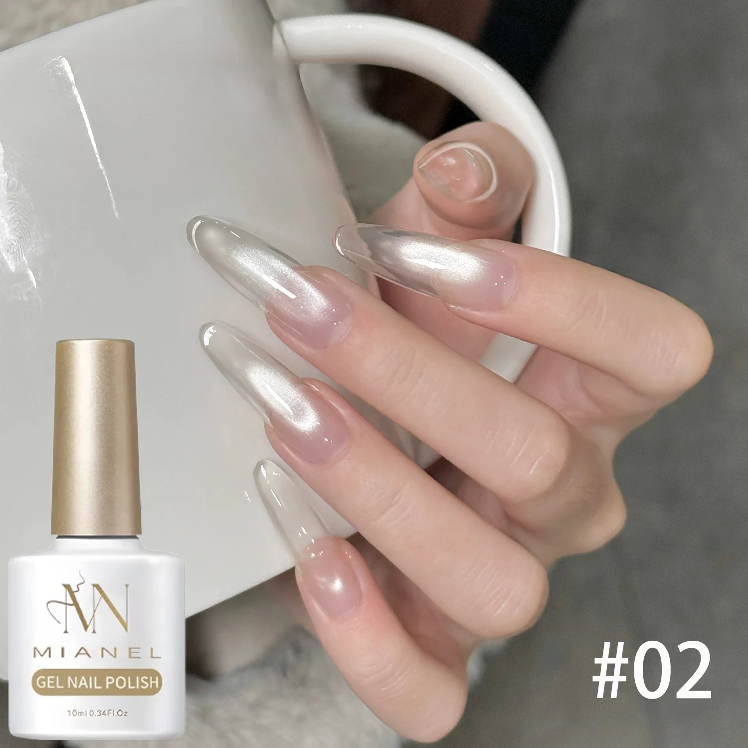 MIANEL 10ML White Cat Eye Gel Nail Polish with Flash Glass Beads Water-based Collection Nail Art New Christmas Nails 2025