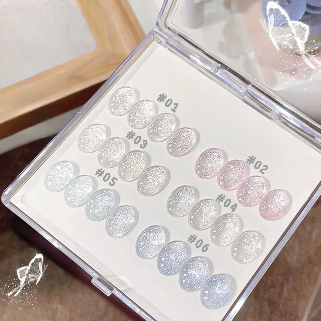 MIANEL 10ML White Cat Eye Gel Nail Polish with Flash Glass Beads Water-based Collection Nail Art New Christmas Nails 2025