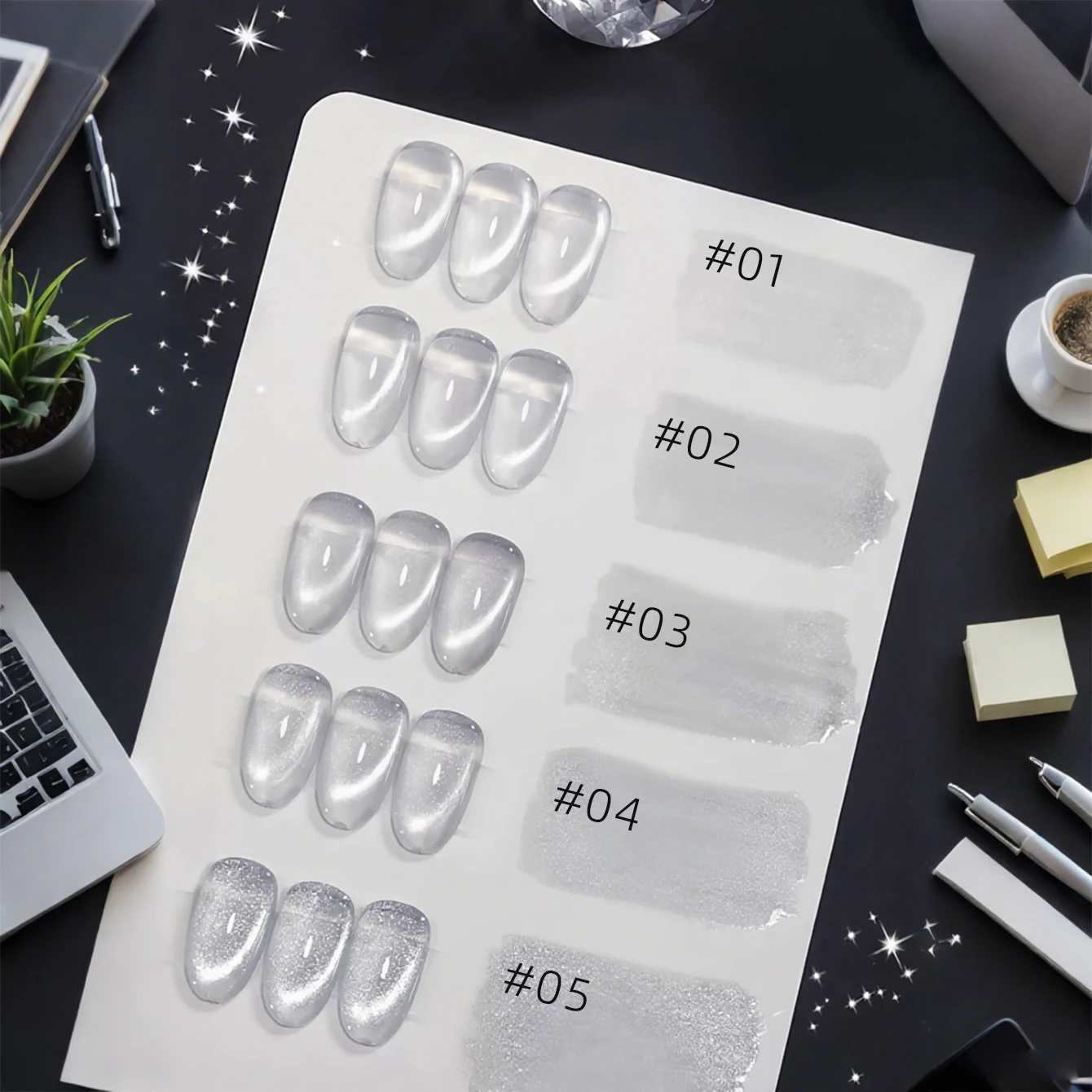 MIANEL 10ML White Cat Eye Gel Nail Polish with Flash Glass Beads Water-based Collection Nail Art New Christmas Nails 2025