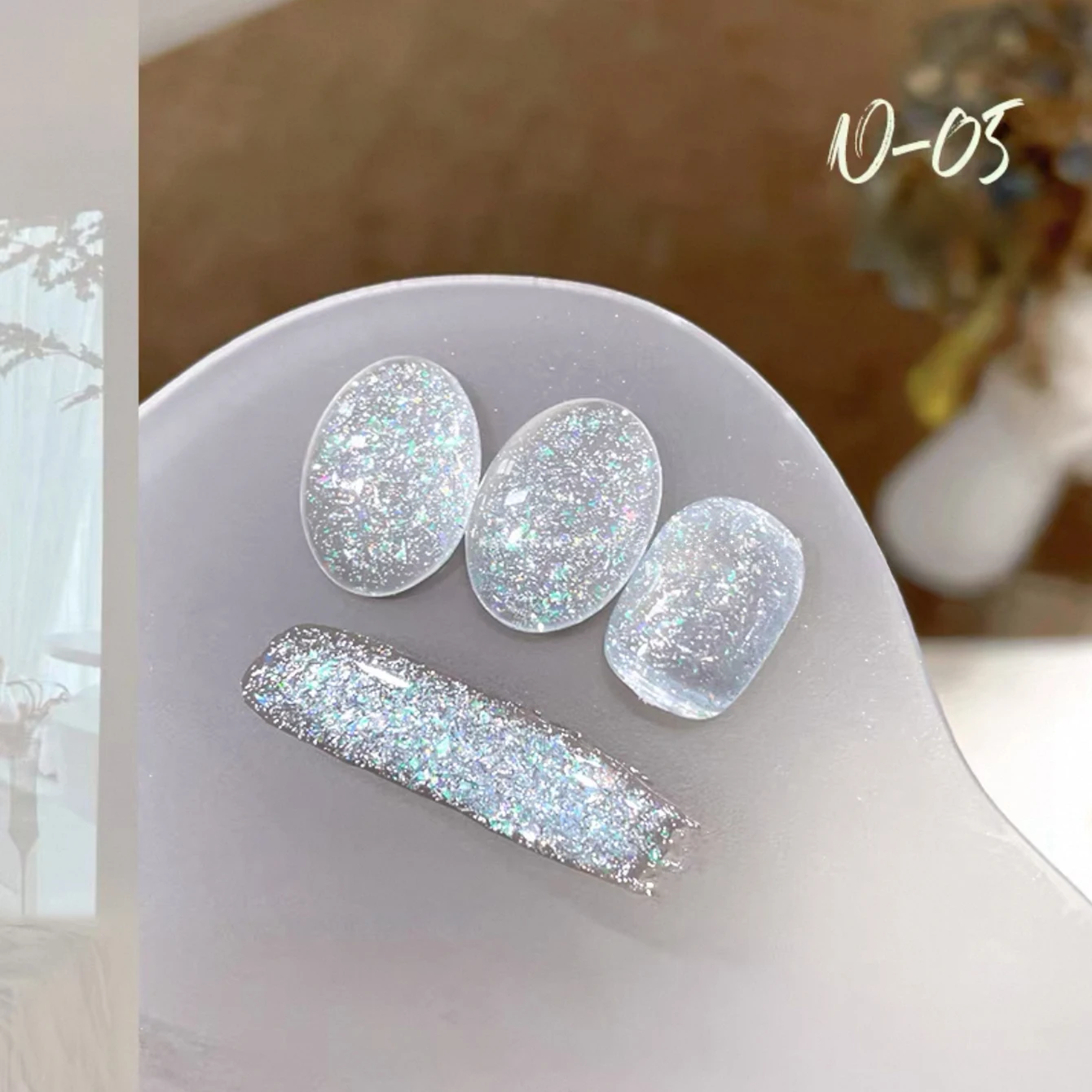 MIANEL 10ML White Cat Eye Gel Nail Polish with Flash Glass Beads Water-based Collection Nail Art New Christmas Nails 2025