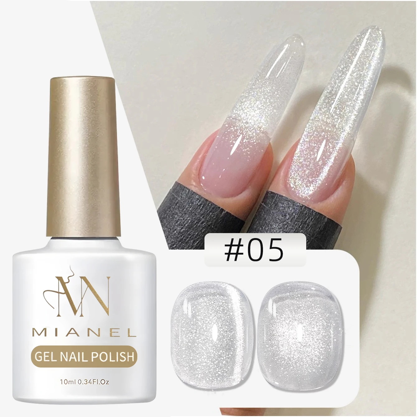MIANEL 10ML White Cat Eye Gel Nail Polish with Flash Glass Beads Water-based Collection Nail Art New Christmas Nails 2025