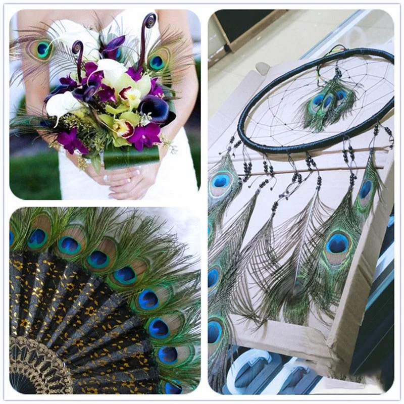 Natural Peacock Feathers DIY Craft Vase Home Decor Wedding Party Decoration Halloween Christmas Costume Performance DIY Art