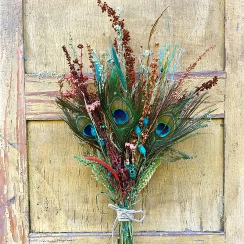 Natural Peacock Feathers DIY Craft Vase Home Decor Wedding Party Decoration Halloween Christmas Costume Performance DIY Art