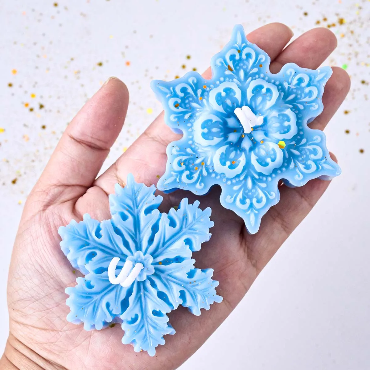 Christmas Snowflake Silicone Candle Mold DIY Handmade Soap Aromatherapy Gypsum Resin Craft Molds Home Xmas Party Decor Supplies