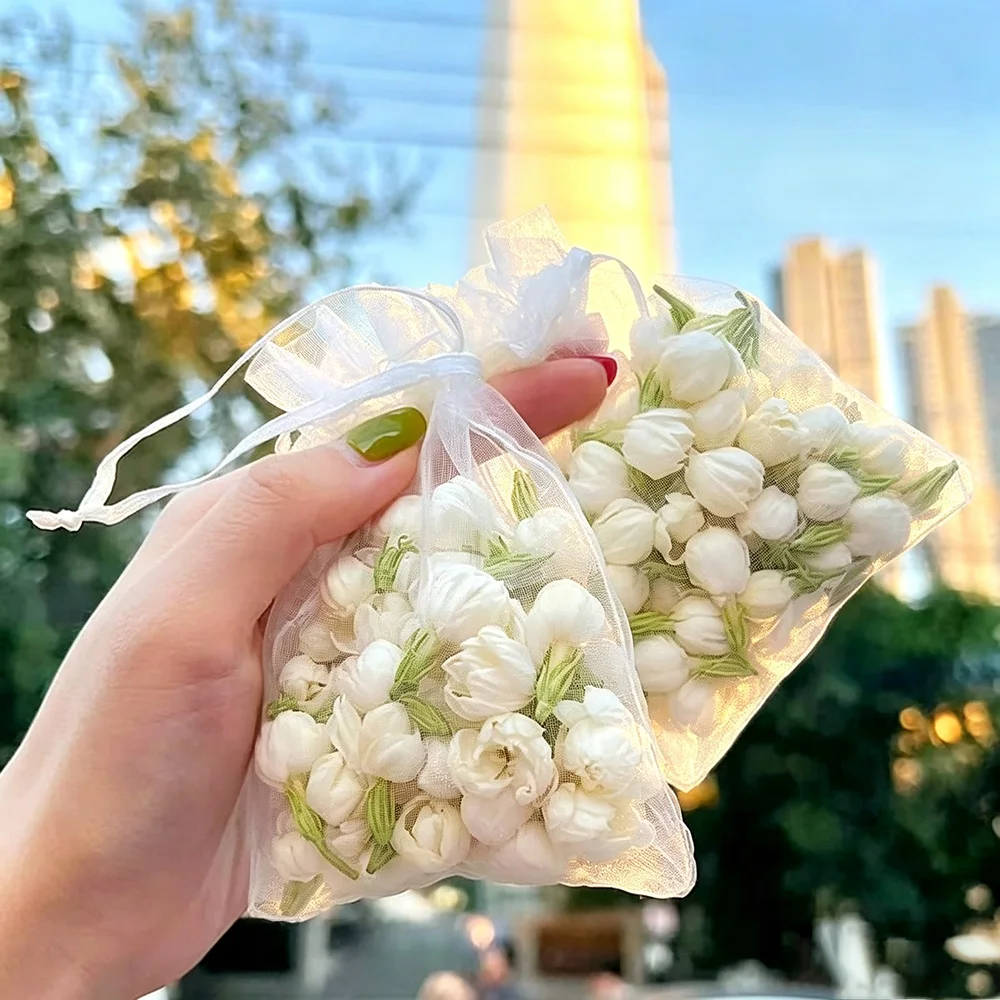 100pcs White Organza Drawstring Gift Pouches Sheer Favor Bags for Jewelry Candy Wedding Christmas Birthday Party Packaging