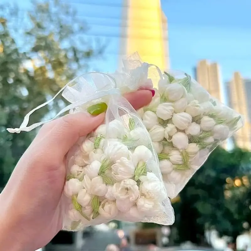 100pcs White Organza Drawstring Gift Pouches Sheer Favor Bags for Jewelry Candy Wedding Christmas Birthday Party Packaging