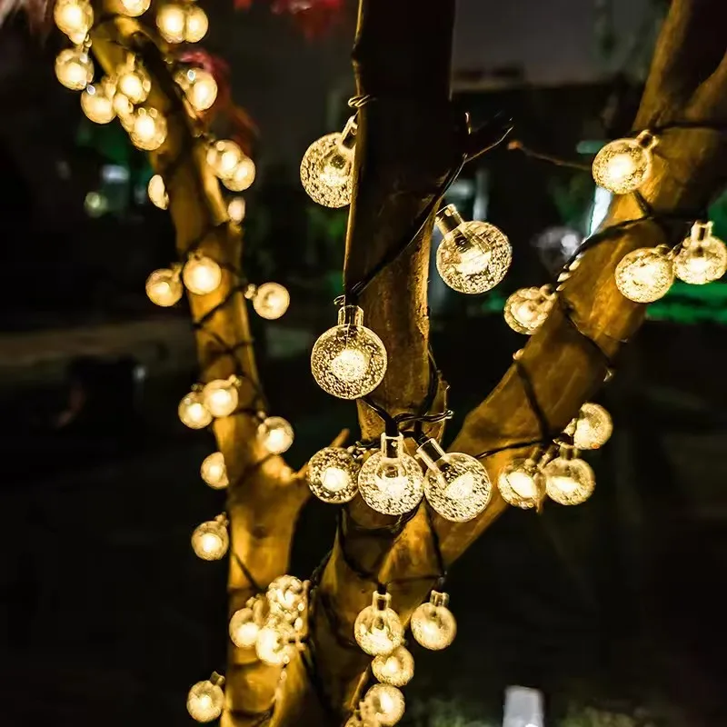 Solar Bubble Ball Lamp String Lights Outdoor Waterproof Orb Christmas Light Patio Home Furnishing Holiday Party Decoration 5-12M