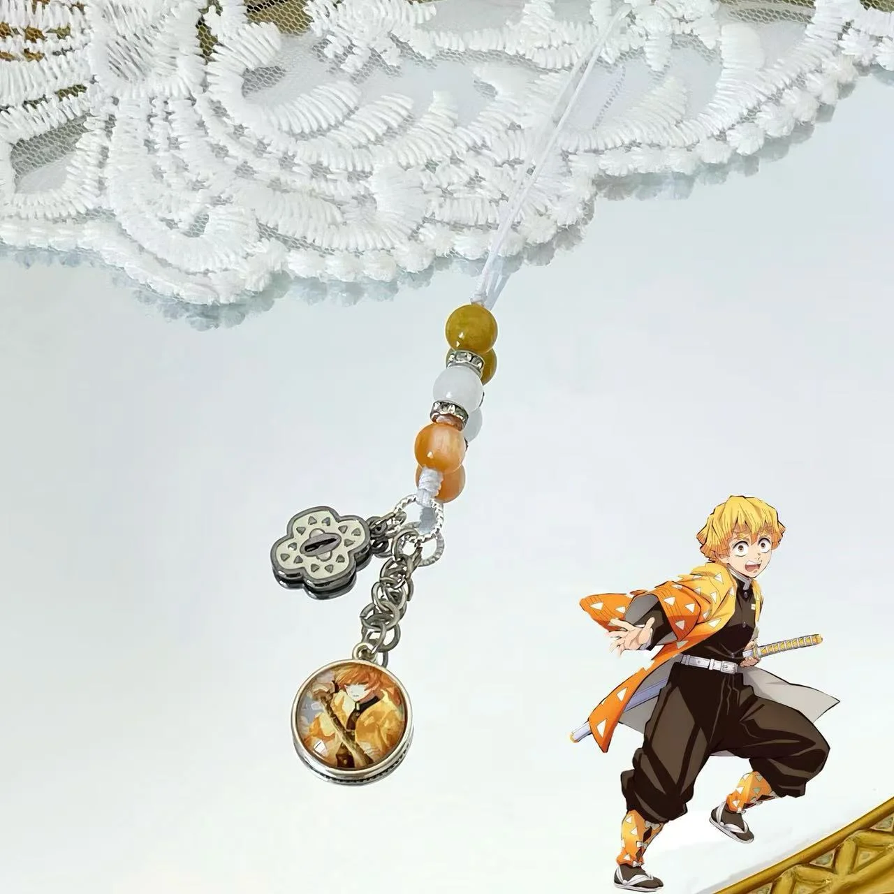 Anime Demon Slayer Periphery Hand Rope Tanjiro Kamado Giyu Tomioka Kyojuro Rengoku 15 styles Keychain Decorations Christmas Gift