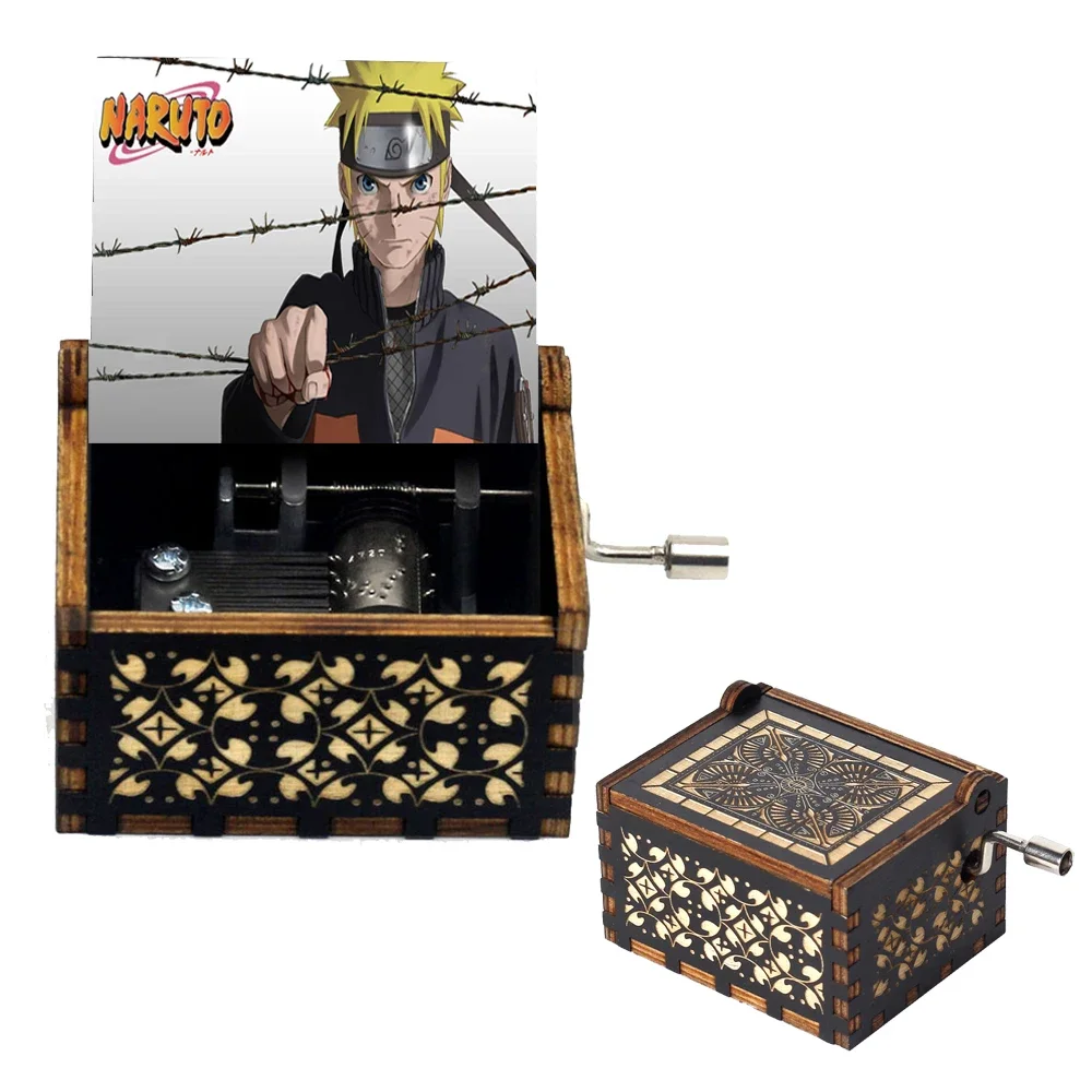 HOT Wooden Hand Crank Black Music Box Christmas Halloween Children's Holiday Gifts Valentine's Day Gifts