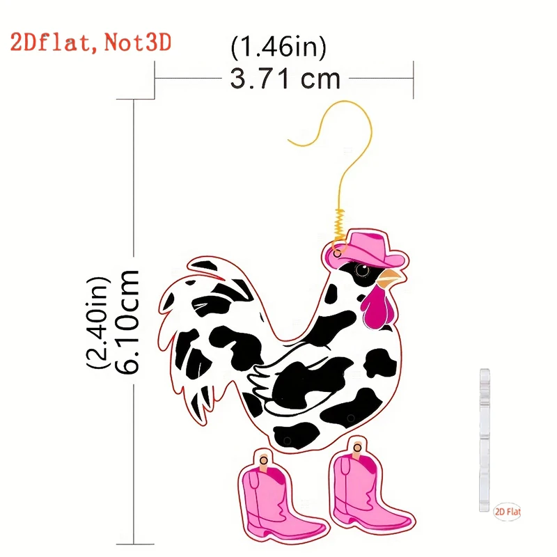 European American Cross Border New 2D Flat Acrylic Chicken Earrings Christmas Funny Creative Animal Ear Jewelry