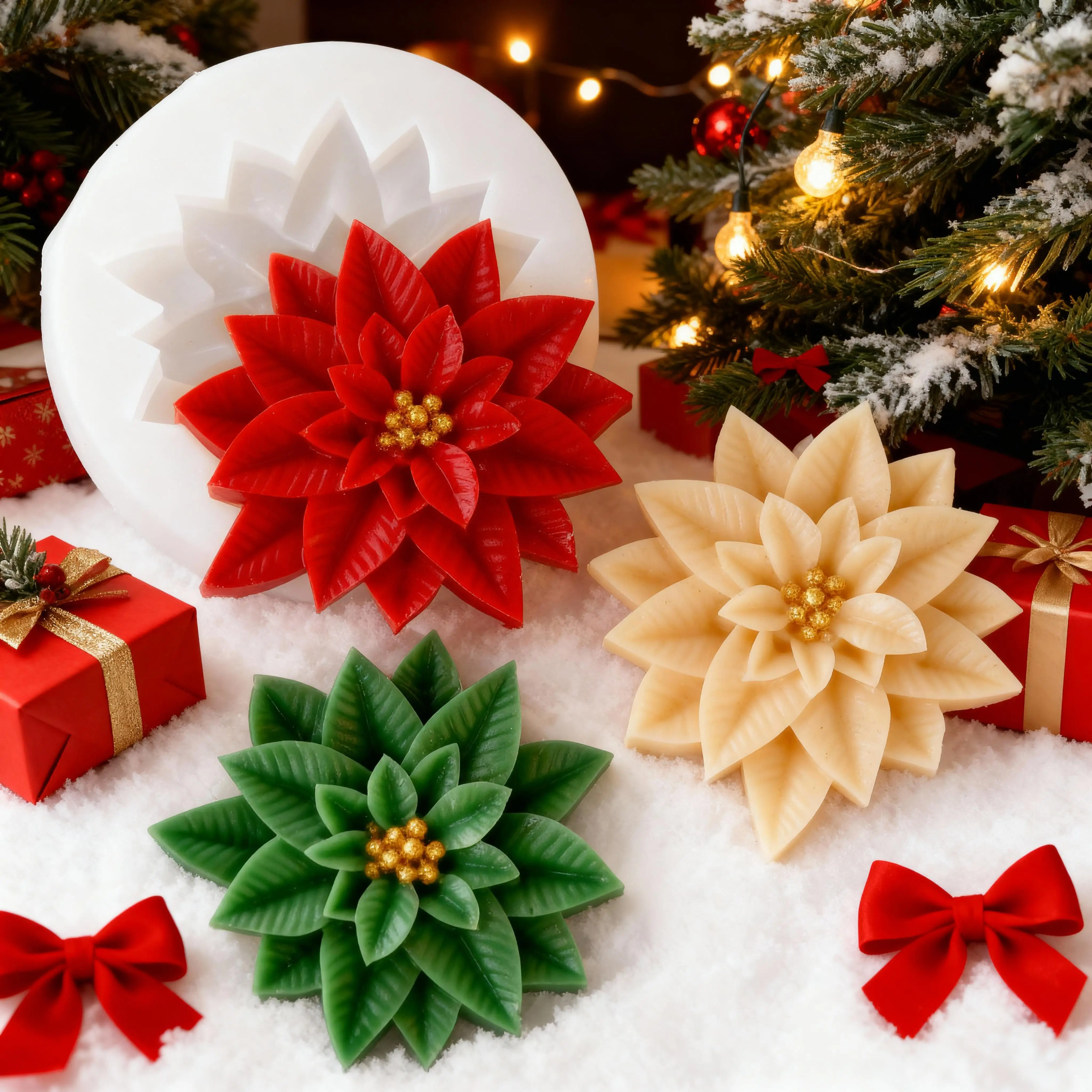 DIY Christmas Holly Leaf Berry Silicone Mold Scented Candle Resin Gypsum Xmas Decoration Holly Leaf From Silicone Mold Mould