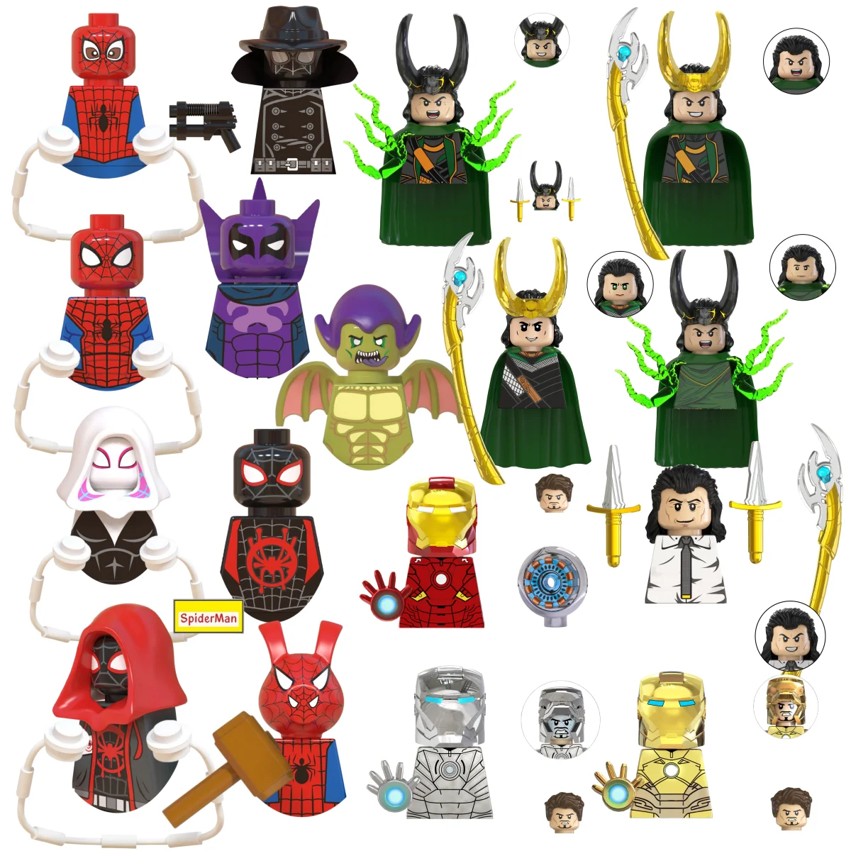 Blind Box Mini Building Blocks TV6206 Figures Big Goblin Spiderman Iron Man Venom Captain Hawk Deadpool Armor Christmas Gift Toy