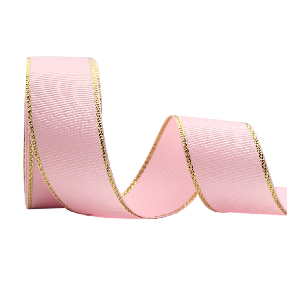 10Yards 10MM/25MM/38MM Glitter Gold Edge Grosgrain Ribbon For Hair Bows/ Gift Packaging DIY Christmas Decor Materials Y19042101