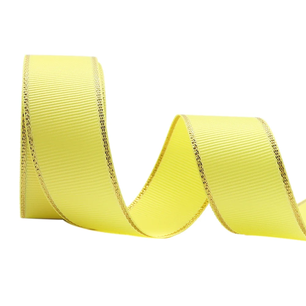 10Yards 10MM/25MM/38MM Glitter Gold Edge Grosgrain Ribbon For Hair Bows/ Gift Packaging DIY Christmas Decor Materials Y19042101