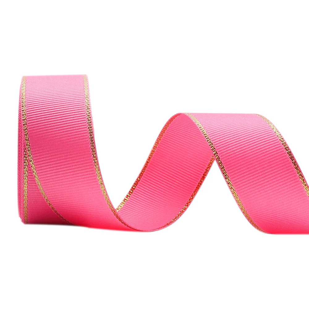 10Yards 10MM/25MM/38MM Glitter Gold Edge Grosgrain Ribbon For Hair Bows/ Gift Packaging DIY Christmas Decor Materials Y19042101