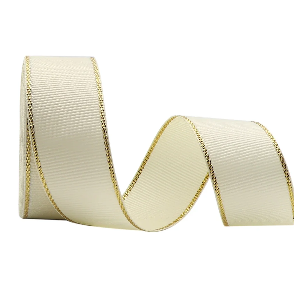 10Yards 10MM/25MM/38MM Glitter Gold Edge Grosgrain Ribbon For Hair Bows/ Gift Packaging DIY Christmas Decor Materials Y19042101